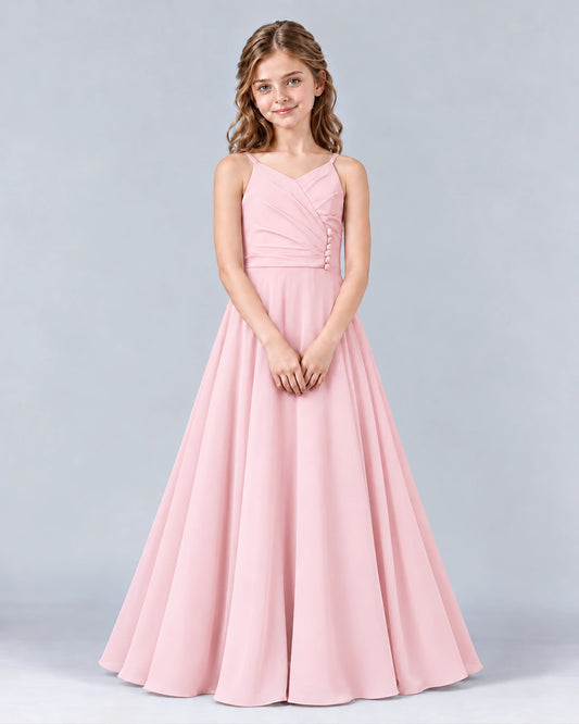 Pink A-line Junior Bridesmaid Dress Front