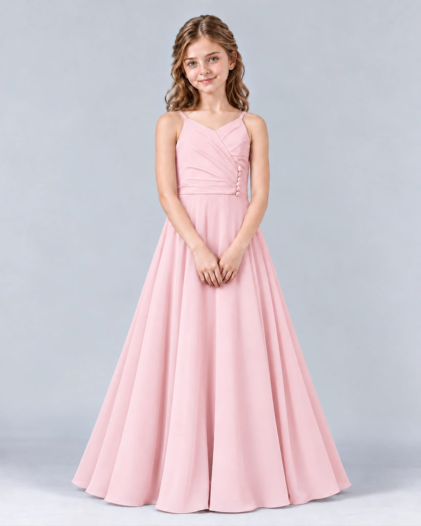 Pink A-line Junior Bridesmaid Dress Front