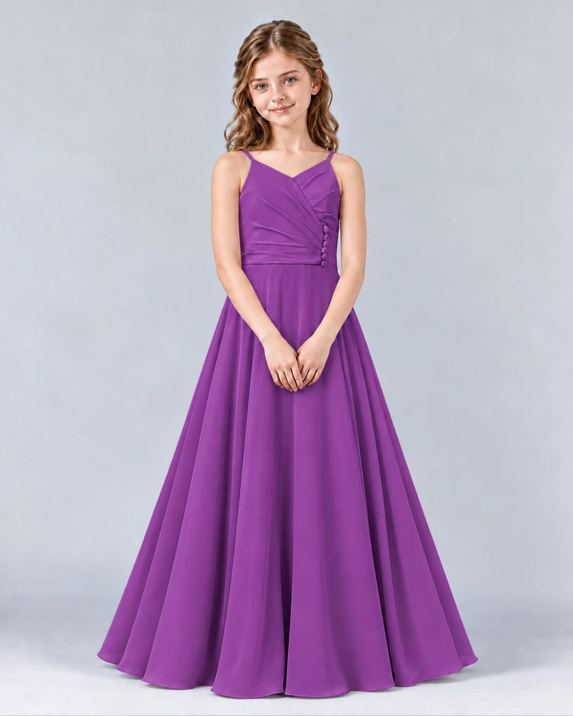 Purple A-line Junior Bridesmaid Dress Front