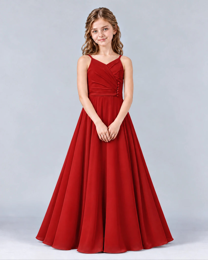 Red A-line Junior Bridesmaid Dress Front