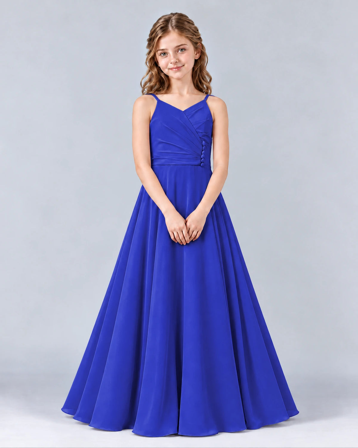 Royal Blue A-line Junior Bridesmaid Dress Front
