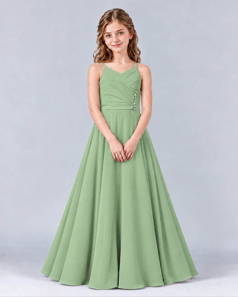 Sage Green A-line Junior Bridesmaid Dress Front