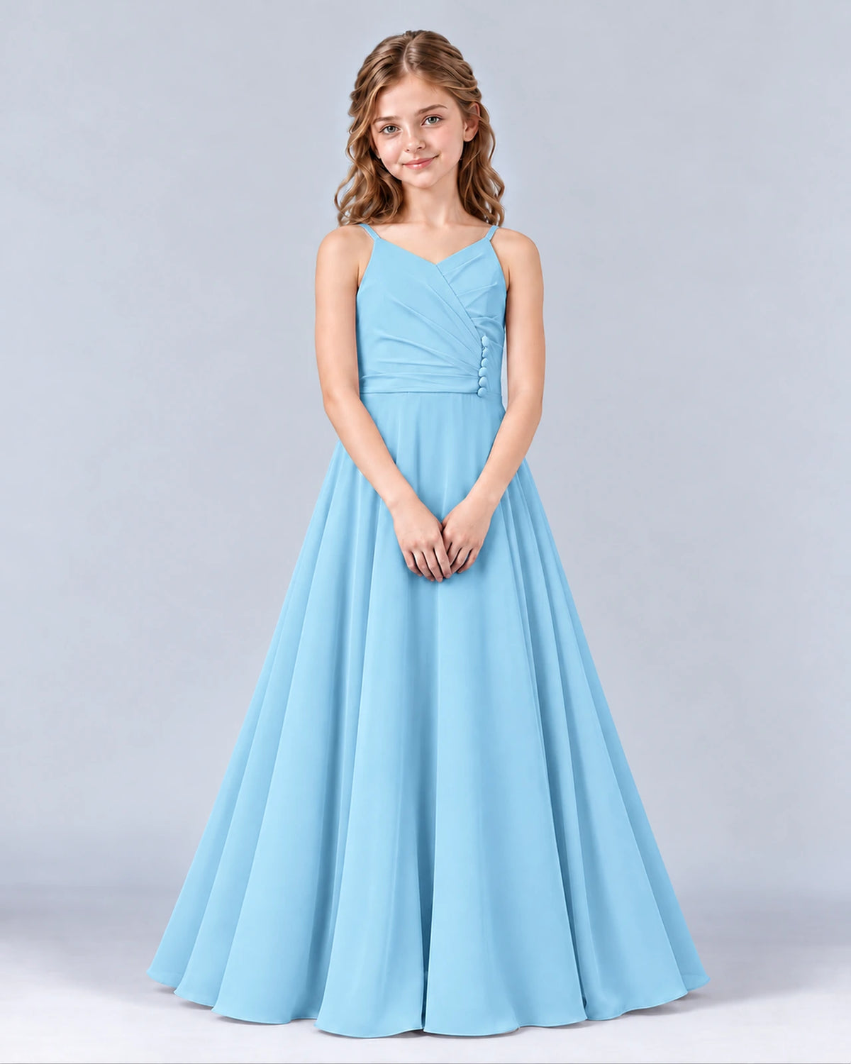 Sky Blue A-line Junior Bridesmaid Dress Front