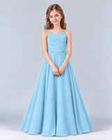 Sky Blue A-line Junior Bridesmaid Dress Front