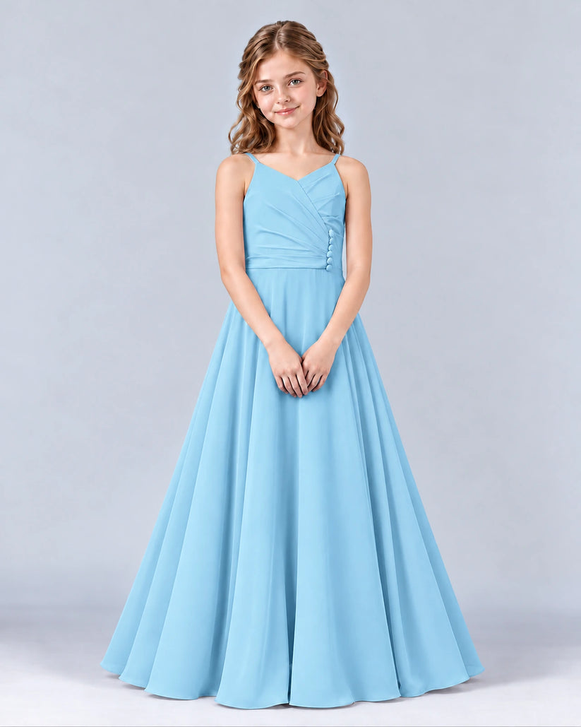 Sky Blue A-line Junior Bridesmaid Dress Front