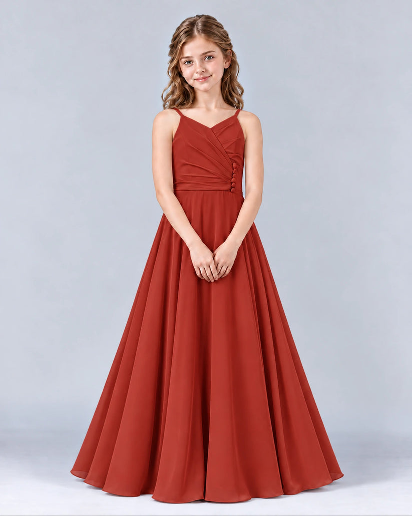 Vermilion A-line Junior Bridesmaid Dress Front