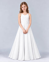 White A-line Junior Bridesmaid Dress Front