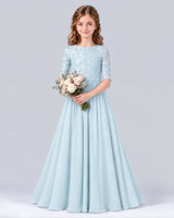 Baby Blue A-line Junior Bridesmaid Dress Front