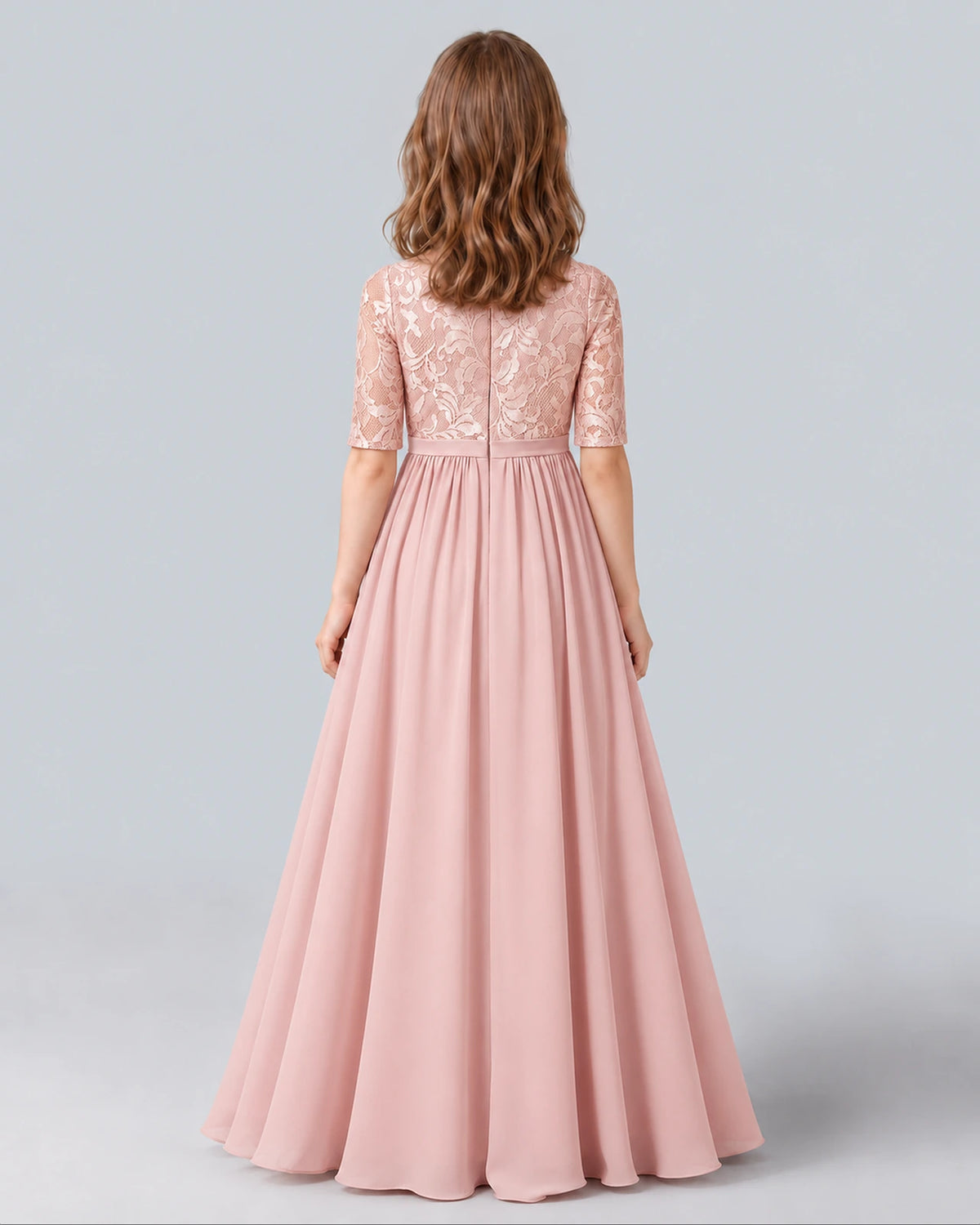 Blush Pink A-line Junior Bridesmaid Dress Back [Shared]