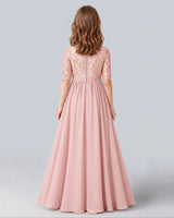Blush Pink A-line Junior Bridesmaid Dress Back [Shared]