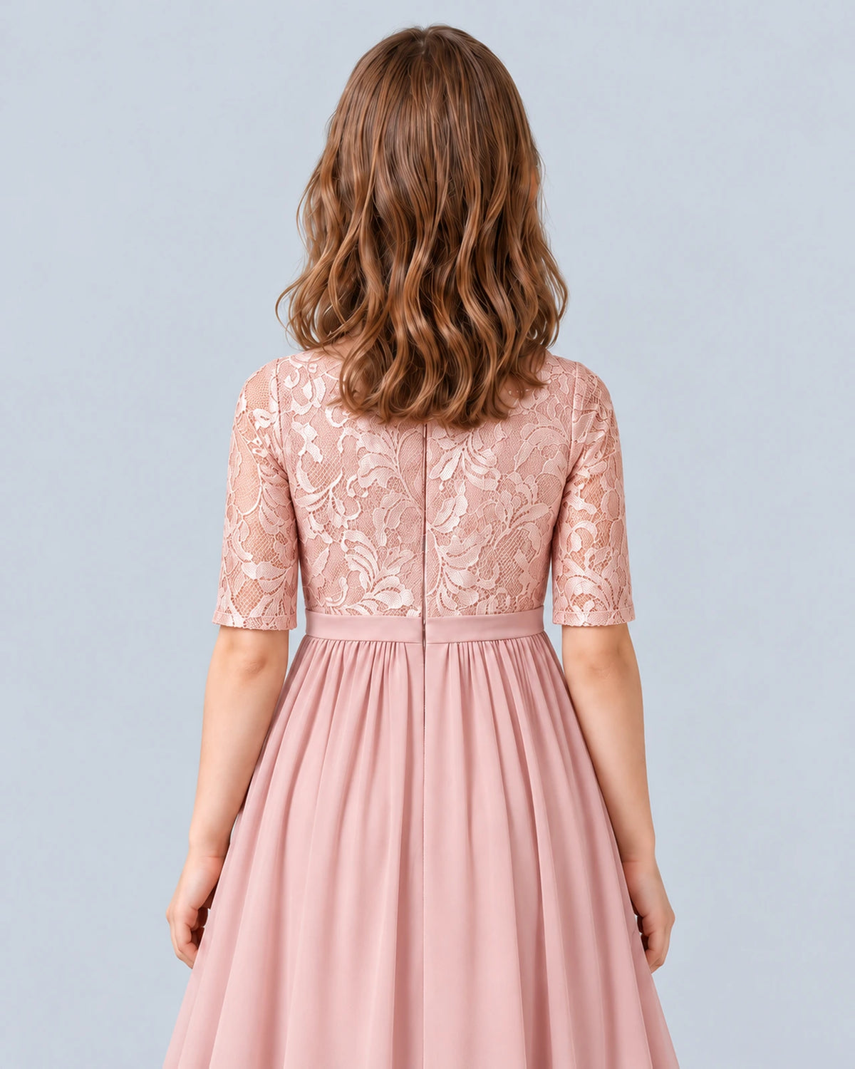 Blush Pink A-line Junior Bridesmaid Dress Back_Detail [Shared]