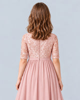 Blush Pink A-line Junior Bridesmaid Dress Back_Detail [Shared]