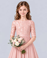 Blush Pink A-line Junior Bridesmaid Dress Detail [Shared]