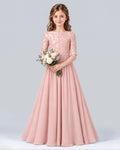 Dideyttawl Chiffon A line Junior Bridesmaid Dress for Wedding