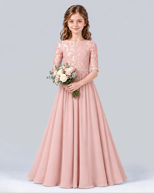 Blush Pink A-line Junior Bridesmaid Dress Front