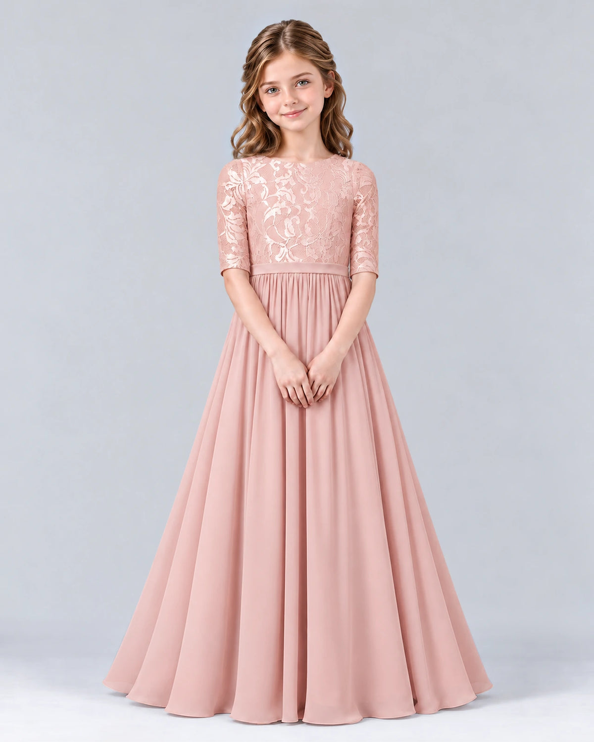 Blush Pink A-line Junior Bridesmaid Dress Pose [Shared]