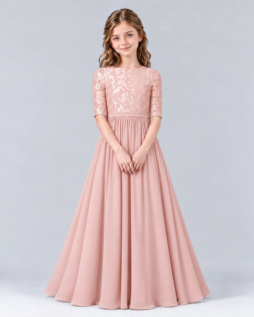 Blush Pink A-line Junior Bridesmaid Dress Pose [Shared]