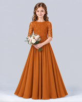 Burnt Orange A-line Junior Bridesmaid Dress Front