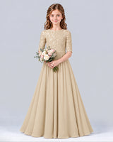 Champagne A-line Junior Bridesmaid Dress Front