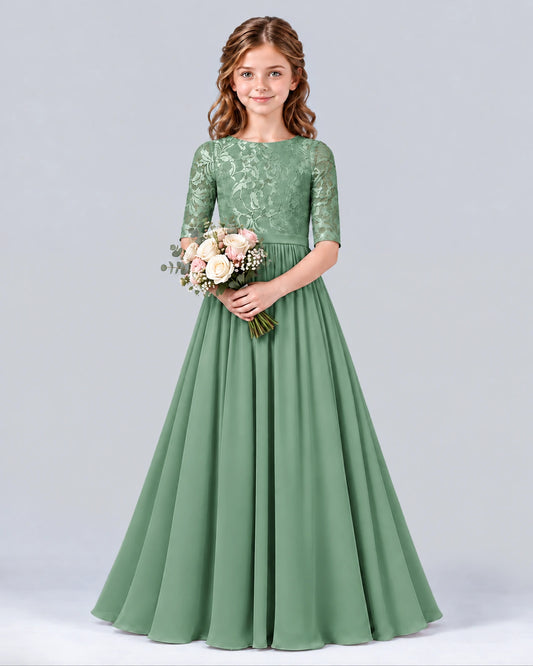Eucalyptus A-line Junior Bridesmaid Dress Front