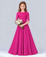 Hot Pink A-line Junior Bridesmaid Dress Front