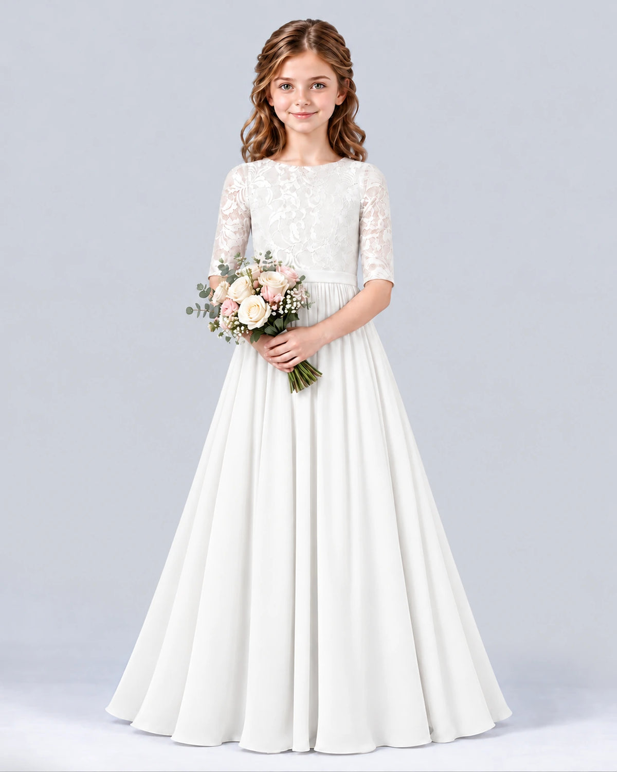 Ivory A-line Junior Bridesmaid Dress Front