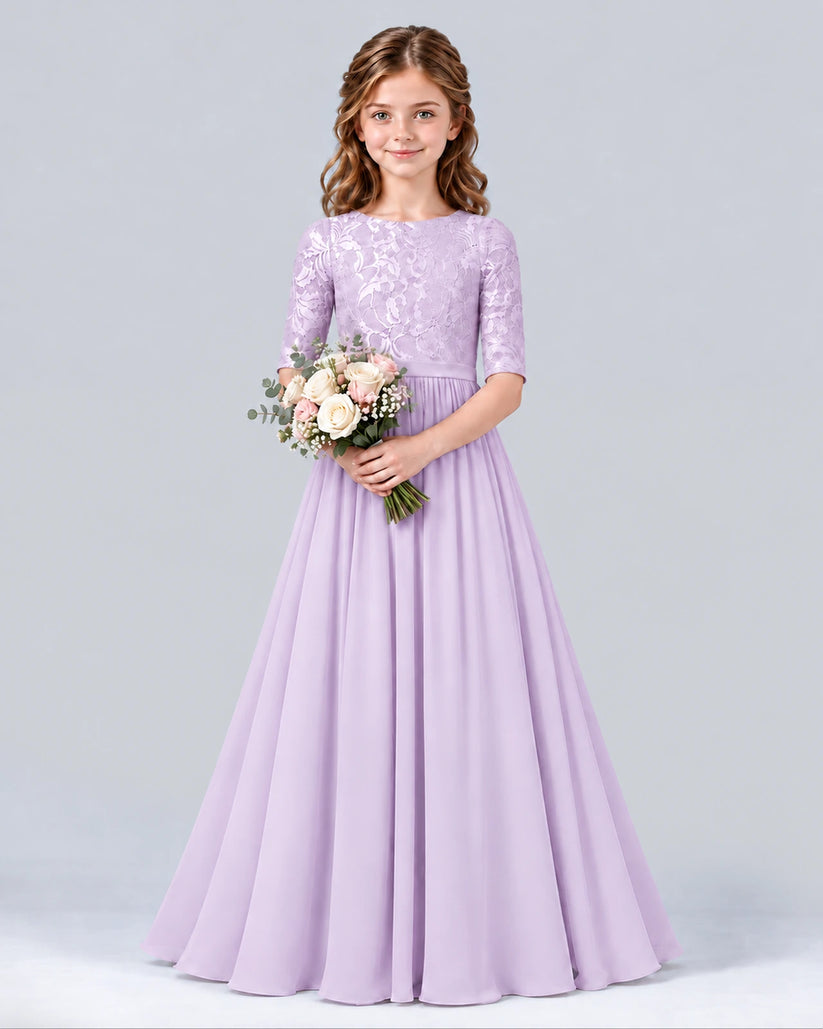 Lavender A-line Junior Bridesmaid Dress Front