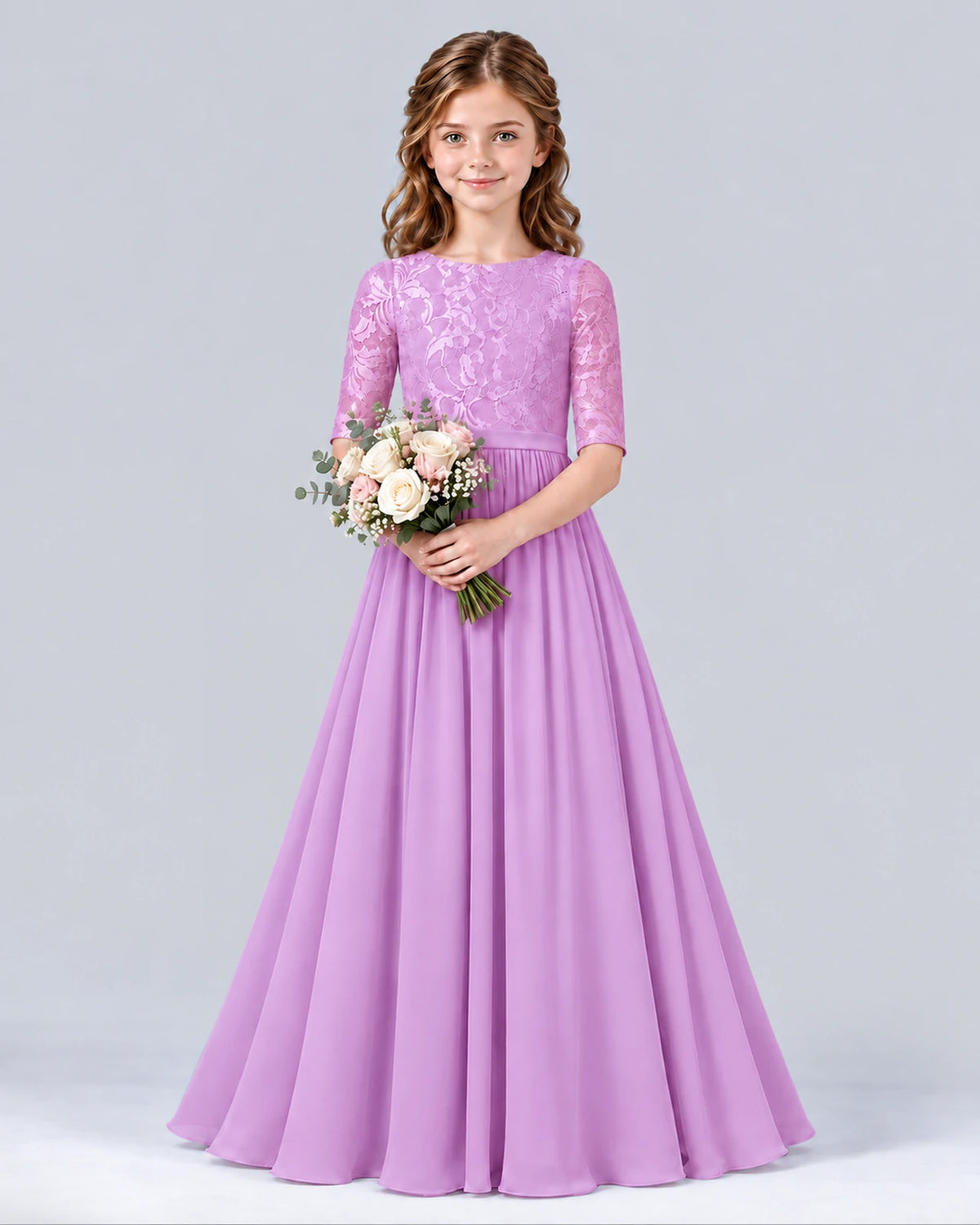 Lilac A-line Junior Bridesmaid Dress Front