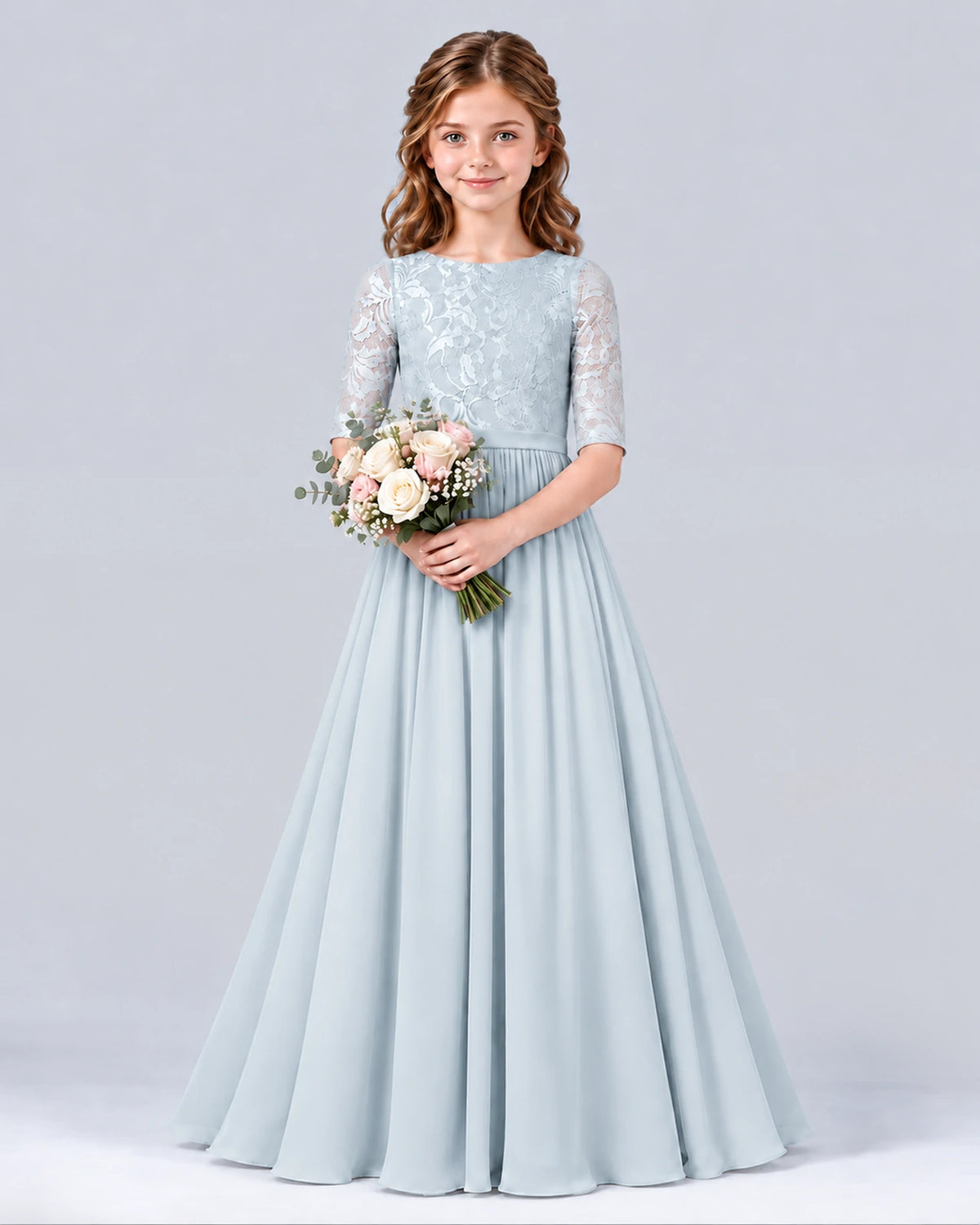 Mist A-line Junior Bridesmaid Dress Front