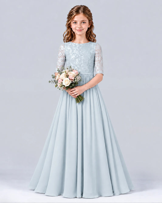 Mist A-line Junior Bridesmaid Dress Front
