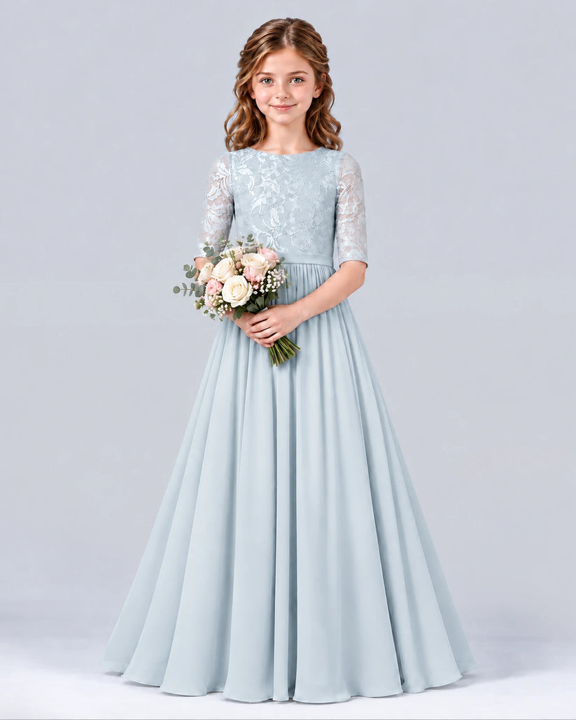 Mist A-line Junior Bridesmaid Dress Front