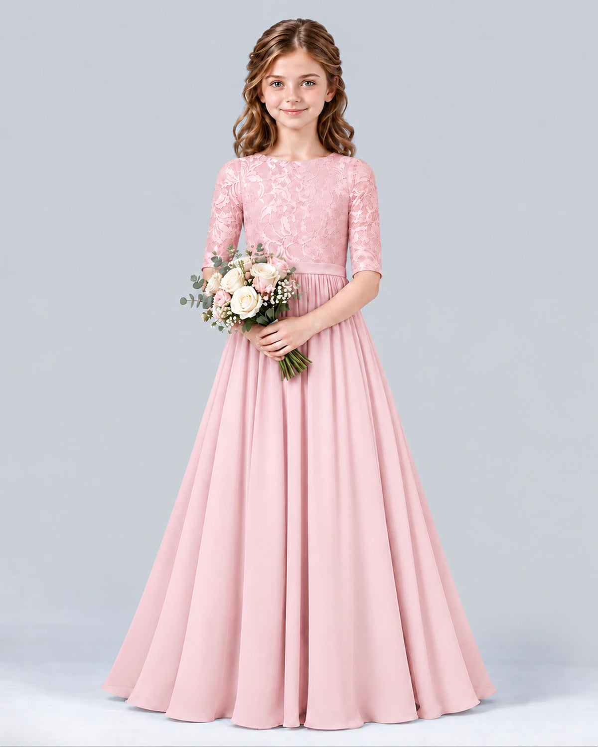 Pink A-line Junior Bridesmaid Dress Front