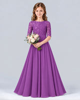 Purple A-line Junior Bridesmaid Dress Front