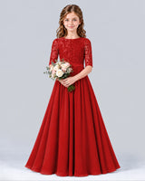 Red A-line Junior Bridesmaid Dress Front