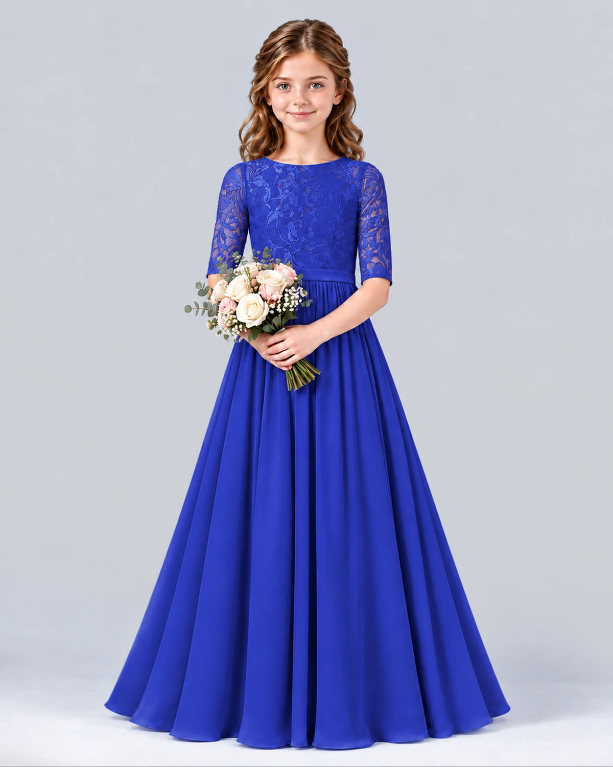 Royal Blue A-line Junior Bridesmaid Dress Front