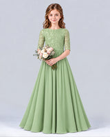 Sage Green A-line Junior Bridesmaid Dress Front