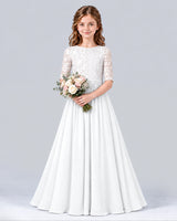 White A-line Junior Bridesmaid Dress Front