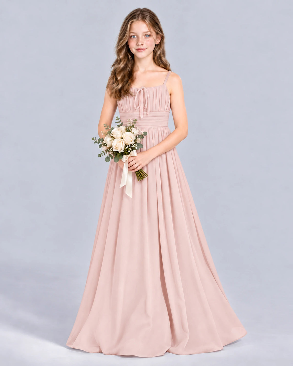 Blush Pink A-line Junior Bridesmaid Dress Front
