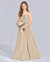 Champagne A-line Junior Bridesmaid Dress Front