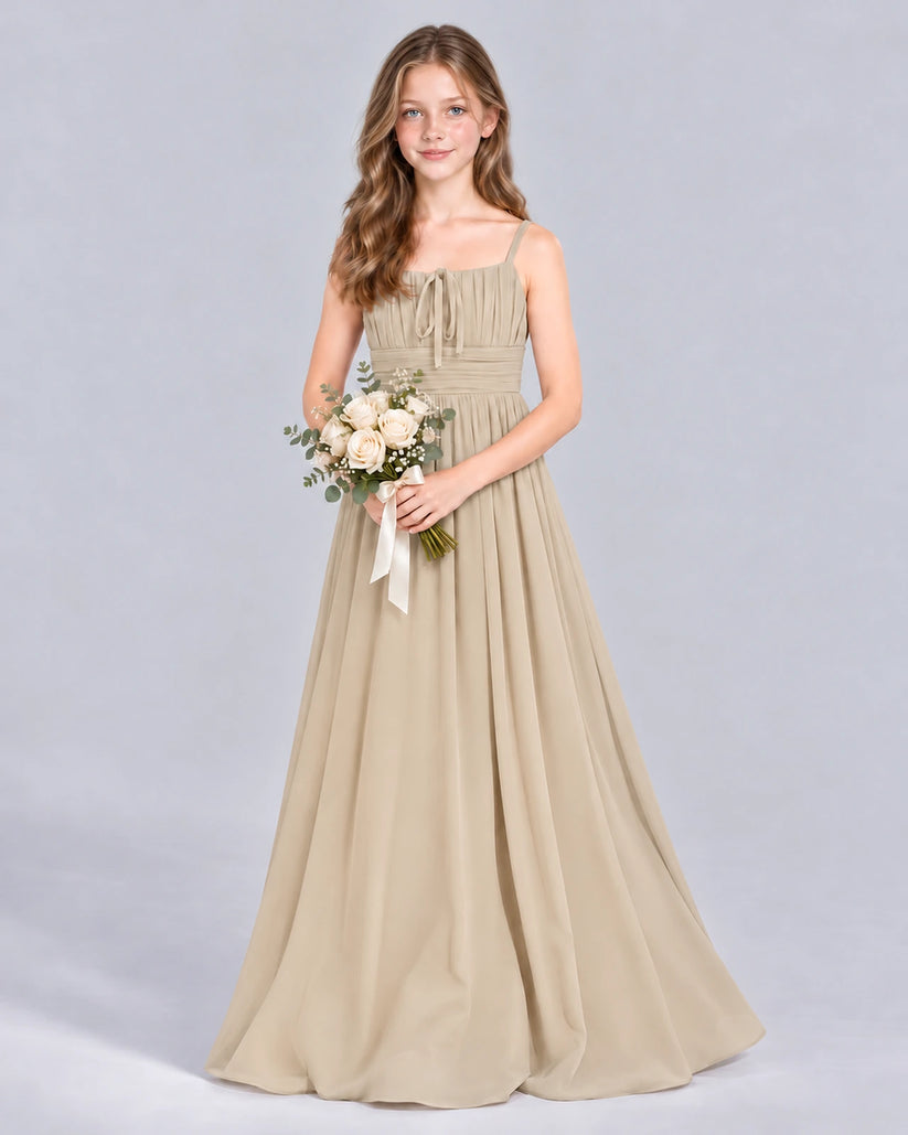 Champagne A-line Junior Bridesmaid Dress Front