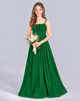 Dark Green A-line Junior Bridesmaid Dress Front