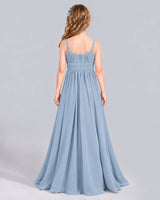Dusty Blue A-line Junior Bridesmaid Dress Back [Shared]