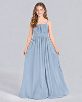 Dusty Blue A-line Junior Bridesmaid Dress Pose [Shared]