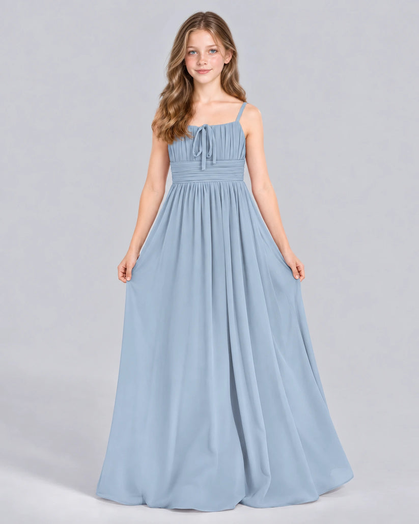 Dusty Blue A-line Junior Bridesmaid Dress Pose [Shared]