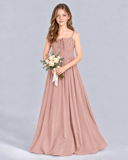 Dusty Rose A-line Junior Bridesmaid Dress Front