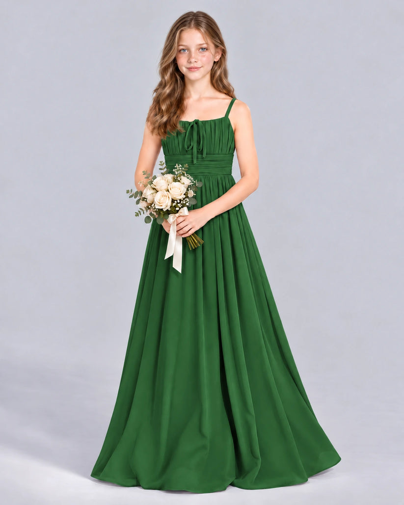 Emerald Green A-line Junior Bridesmaid Dress Front