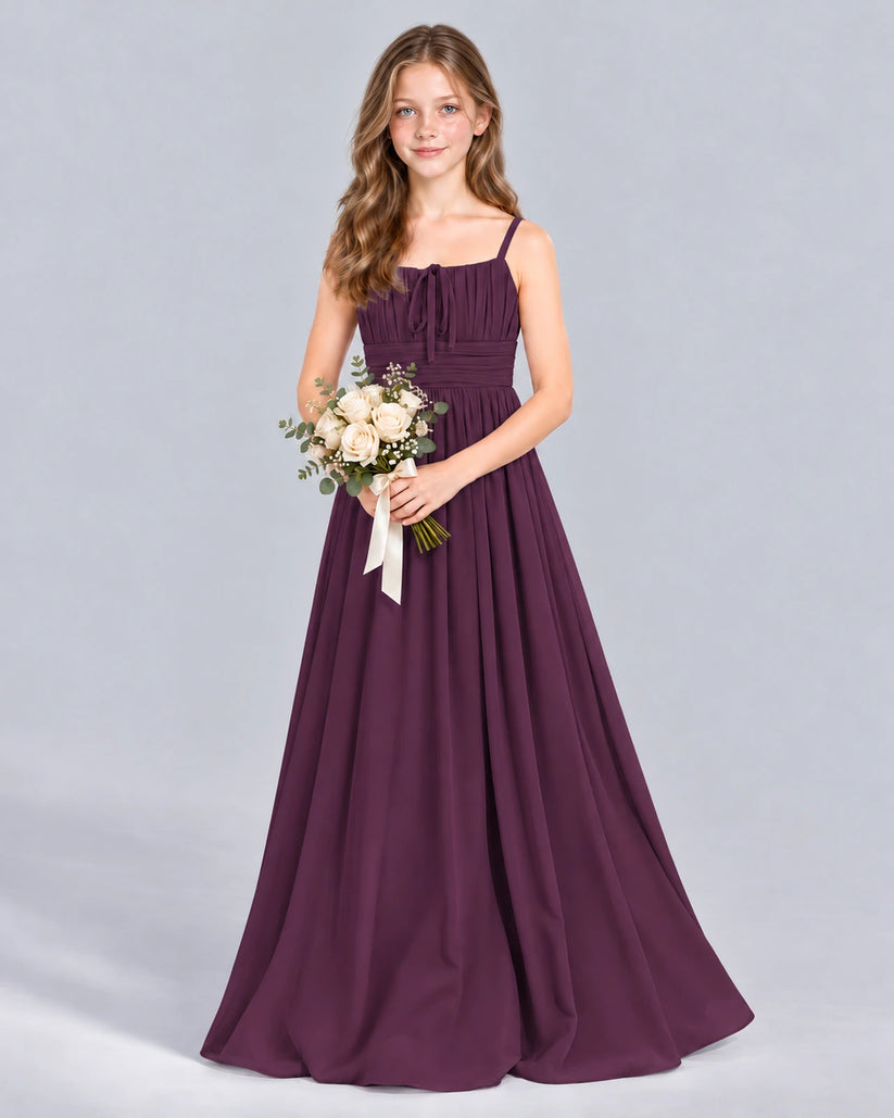 Grape A-line Junior Bridesmaid Dress Front