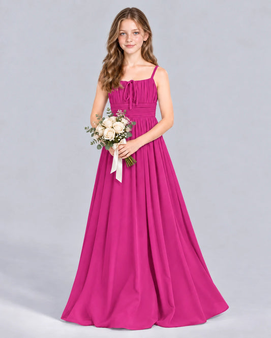 Hot Pink A-line Junior Bridesmaid Dress Front