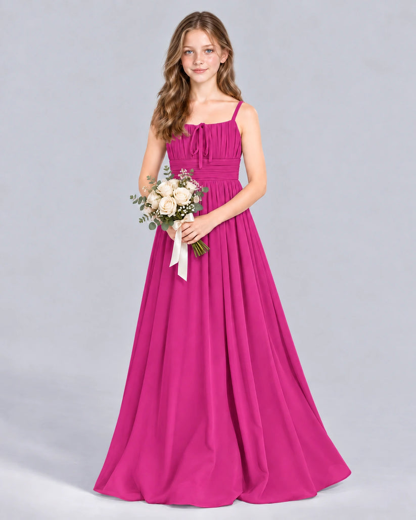 Hot Pink A-line Junior Bridesmaid Dress Front