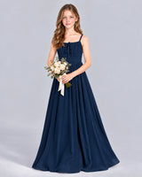 Navy Blue A-line Junior Bridesmaid Dress Front